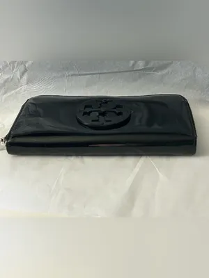 Tory Burch Black Patent Zip-Around Wallet with Logo Medallion thumbnail 10