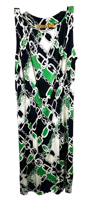 Tory Burch Small Dress Shift Chain Print‎ Silk Sleeveless Beach Vacation 206 thumbnail 1