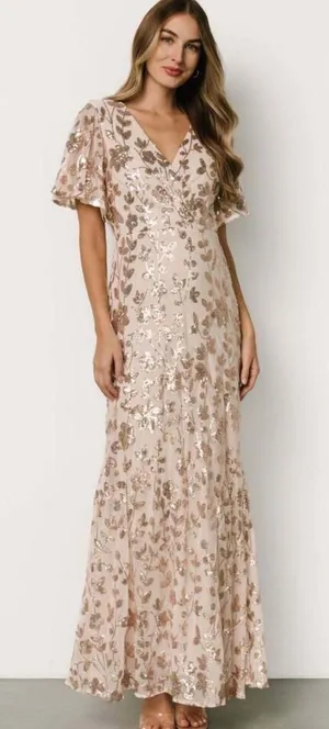 Baltic Born Esme Sequin Dress I Rose Gold Size Medium thumbnail 1