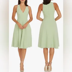 NEW Dress the Population Catalina Fit & Flare Cocktail Dress green Sage size L thumbnail 2