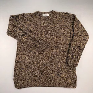 Vintage Jennifer Moore Marled Cable Knit V-Neck Sweater Brown Black Small thumbnail 1