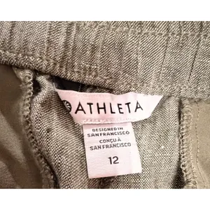 Athleta Voyager 100% Linen Shorts Womens 12 Aspen Olive Adjustable Waist thumbnail 5