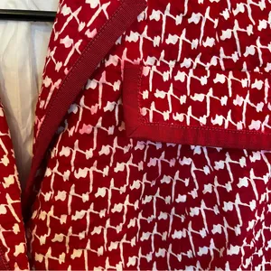 Women’s Red Patterned Women's Blazer Vintage Retro M-L Button Accents Handmade thumbnail 8