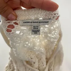 American Eagle Cream Knit Sweater | Open Cable Stitch | Size XS thumbnail 3