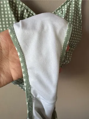 Riley + Cru‎ Sage Gingham One Piece Knotted Bathing Suit Mama Suit Size Medium thumbnail 8