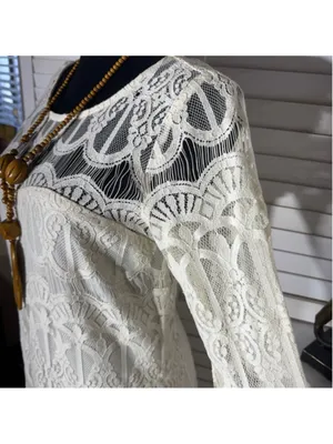 Tacera boho dress cream lace victorian bell sleeves romantic coquette fairy S thumbnail 15