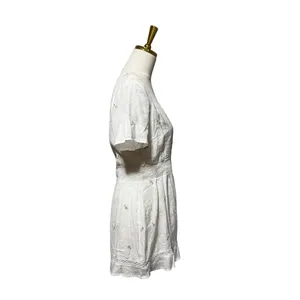 Foxiedox White Embroidered Lace Romper NWT Size L Cottagecore thumbnail 3