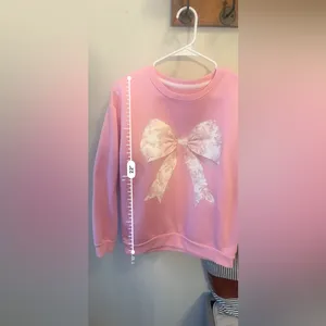 Blush Pink Bow Coquette Sweater Size Small thumbnail 9