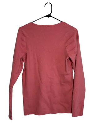 Old Navy Sweetheart Square Neck Pink Ribbed Knit Long Sleeve Top Plus Size 2X thumbnail 3