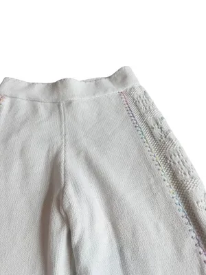 LoveShackFancy White Toro Crochet Flare Pants Wide Leg Pointelle X-Small Women's thumbnail 3