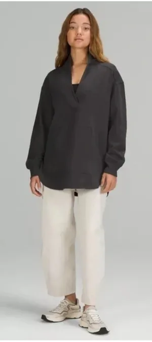 Lululemon LA Oversized Long Sleeve Tunic Size 12 Dark Grey Cotton Sweatshirt thumbnail 1