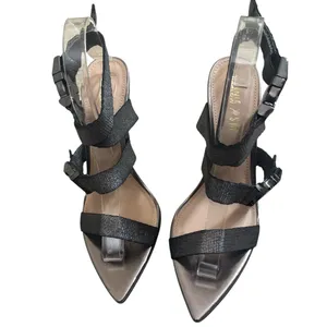 Street Style Chic Winnie Harlow x Steve Madden Edgy Gun Metal Strappy Heels thumbnail 3