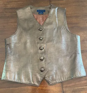 My Clothes Women’s Brown Metallic Genuine Leather Vest Size S Equestrian Preppy thumbnail 1