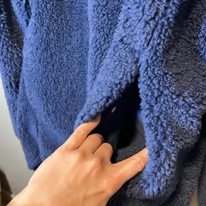 Lululemon Warmth Restore Sherpa Pullover Navy Blue Funnel Neck Fleece Size 10 thumbnail 7