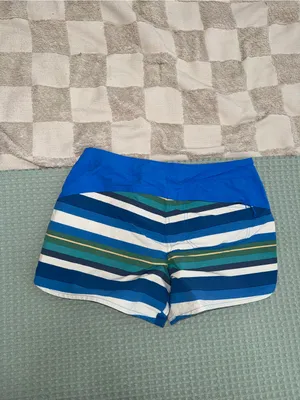 Patagonia Womens Wavefarer Boardshorts Blue Striped Swim Shorts Size 6 thumbnail 6