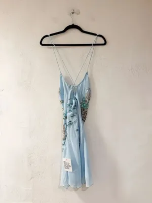 NEW Asos Design Sequin Boat Mini Slip Dress in Blue Size 2 thumbnail 3