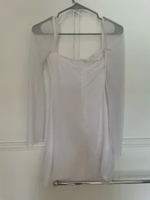 Amazon Dress Mini White Bodycon Long Sleeve thumbnail 2