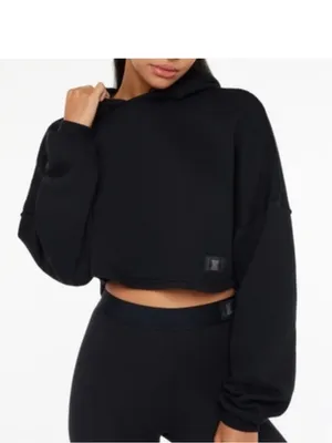 Salvage x Fenty 2X Black Essential Cropped Hoodie with Hood thumbnail 5