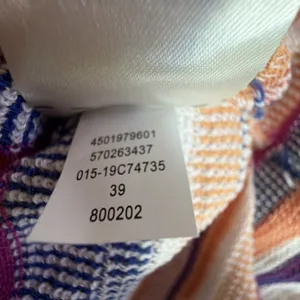 Chico's 2 Multi Color Striped Sweater Top large Linen blend Orange fall festival thumbnail 10