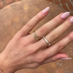 Pura vida Gold and white ring set sz 6 & adjustable / slight tarnishing thumbnail 1