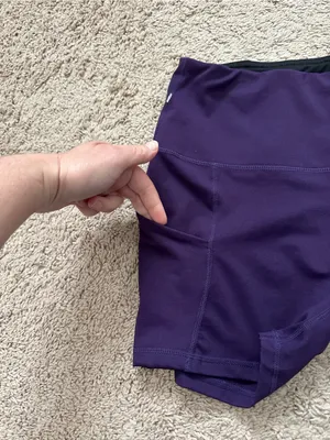 ODODOS Power Flex Yoga Shorts Tummy Control Workout Running Shorts Deep Purple L thumbnail 5