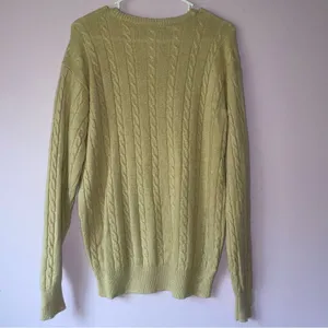 Vintage Greenwich L Cashmere Cream Sweater Cable Knit Fisherman Quiet Luxury thumbnail 5