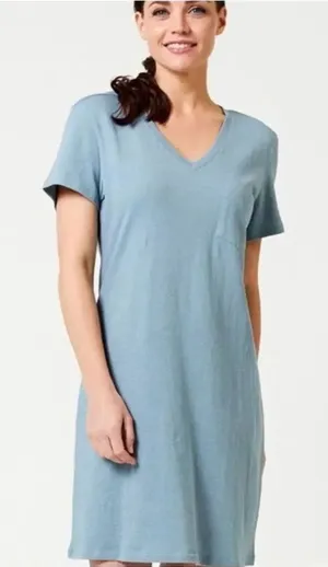 ✨PACT Blue Organic Cotton T-shirt Sz Small Dress✨ thumbnail 1