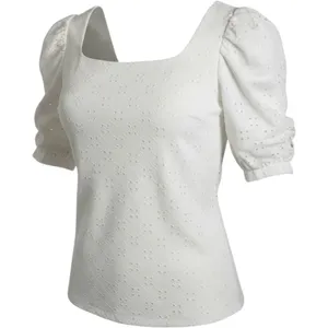 CeCe White Eyelet Puff Sleeve Blouse‎ Scoop Neck Top Small Coquette Feminine thumbnail 1