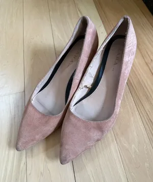 Zara Pink Suede Heels  thumbnail 1