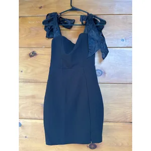 Lulus Beaming Perfection Black Beaded Organza Tie-Strap Mini Dress LBD Size XS thumbnail 3
