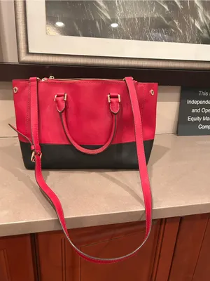 Michael Michael Kors Red and Black Two-Tone Saffiano Satchel with Gold Hardware thumbnail 6