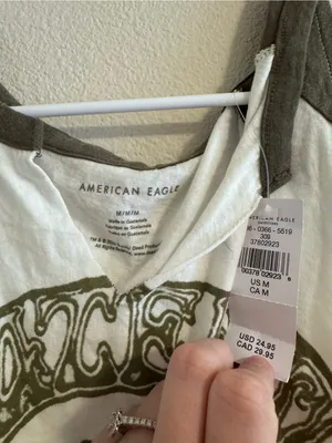NWT American Eagle Outfitters White Tank with Green Graphic Rose thumbnail 2