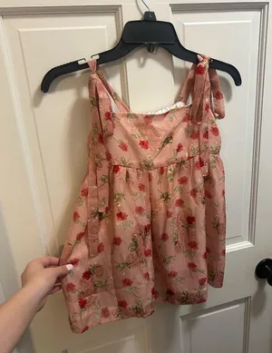 DuForm Floral Babydoll Tank Pink Size M thumbnail 1