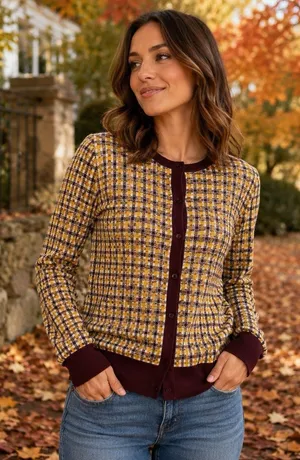 Ann Taylor Plaid Long Sleeve Cardigan S Academia Preppy Fall Vtg Retro Office thumbnail 1