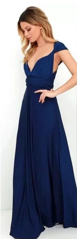 LULU'S‎ Womens Sz Small Navy Blue Always Stunning Convertible Maxi Dress thumbnail 1
