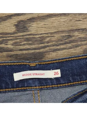 Levi's Womens Wedgie Button Fly Straight Jeans Indigo Here We Go Blue 26x28 thumbnail 3