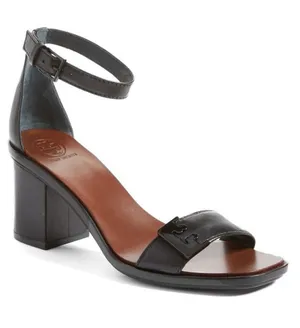 Tory Burch Gabrielle Ankle Strap Block Heel Sandal Black Leather Size 7.5 thumbnail 1
