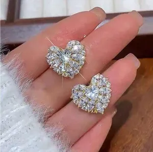 Elegant Silver Heart Earrings with Pavé Setting thumbnail 2