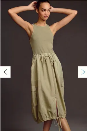 Daily Practice By Anthropologie High Neck Tank Twofer Dress Green Sz M thumbnail 1