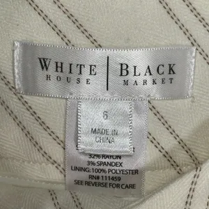 White House Black Market Pinstripe Capri Pants Cream Brown Size 6 Cropped‎ thumbnail 3