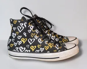 Converse Chuck Taylor All Star gold and white heart print high top sneakers thumbnail 1