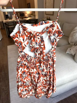 Macy's Orange and Navy Mini Bubble Dress thumbnail 3