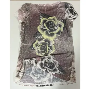 Miss Edge Gray Grey Rose Floral Diamond Studded Lace Short Sleeve T-Shirt Top Blouse Tee Size S 🌹✨ thumbnail 5