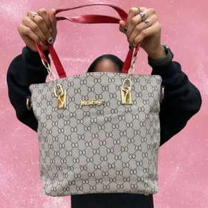 Source Unknown Grey Purse with Red Straps thumbnail 1