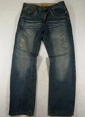 Stampa Jeans Vintage Y2K Embroidery Skater Jeans Hip Hop Denim 34x30 Medium Wash thumbnail 1