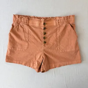 American Eagle Mom Shorts Womens 18 Orange Button Fly High Waisted Stretch Twill thumbnail 2