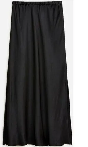 NWT J.Crew Collection Side-slit Pull-on Maxi in Black Luster Crepe Skirt S thumbnail 1