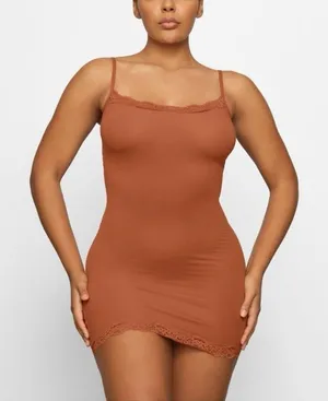 Skims Fits Everybody Lace Slip Dress Bronze Size 2X thumbnail 1