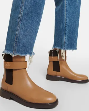 Tory Burch Women's Double T Buckled Chelsea Boots, Tan, Size 10.5, NWOT Display thumbnail 1