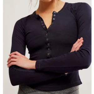 Free People Movement Kick Off Layer Black Long Sleeve Henley Top Size XS thumbnail 1